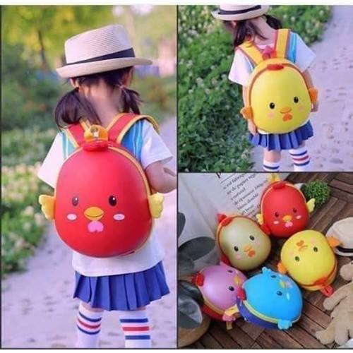 Balo trứng hình con gà nhiều màu ngộ nghĩnh cho bé, balo gà siêu bền đẹp nhẹ cho bé