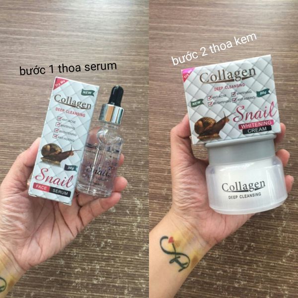 Bộ Sản Phẩm Collagen Serum Và Kem dưỡng Từ ốc sên Chính Hãng
