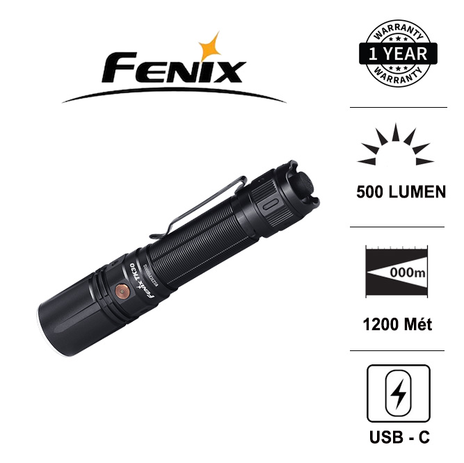 Đèn pin laser trắng FENIX TK30 độ sáng 500 lumen chiếu xa 1200m pin sạc