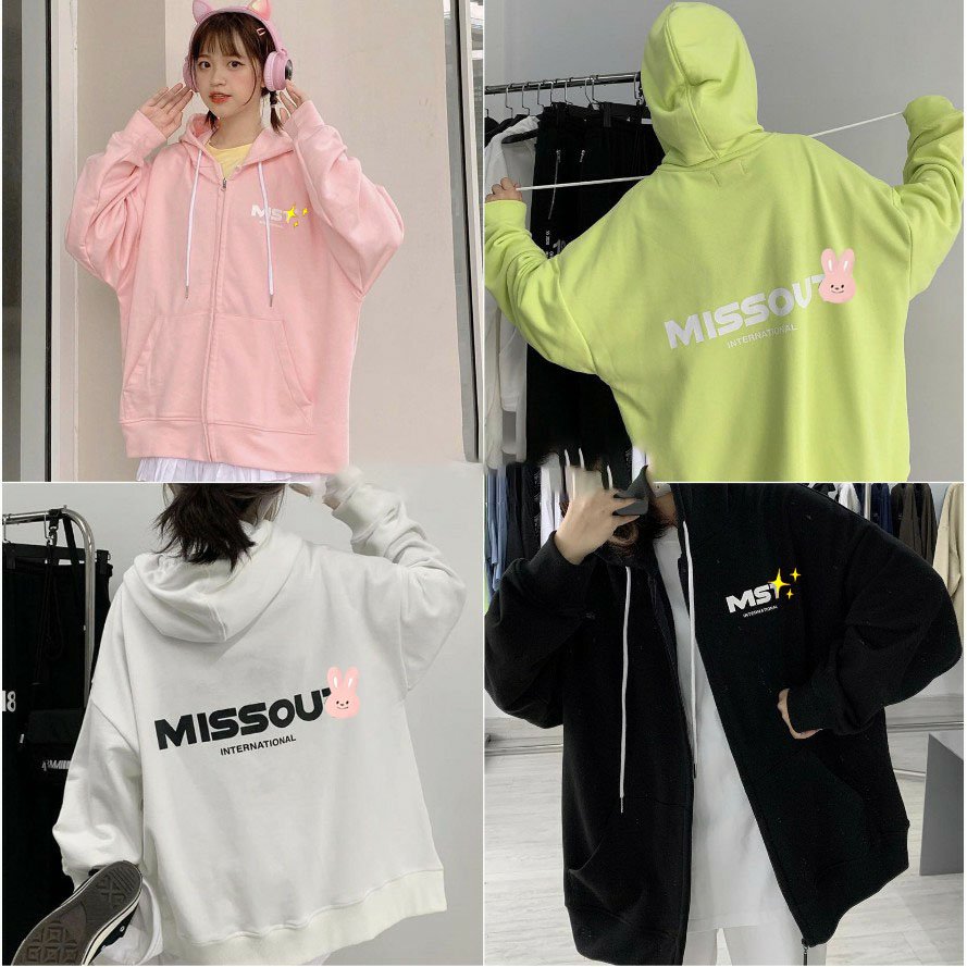 Áo khoác hoodie unisex có dây kéo MISSOUT vải đẹp TL847 Shop Thành Long