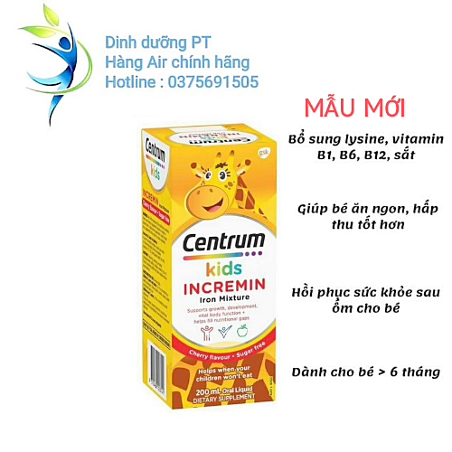 Siro Cho Trẻ Biếng Ăn Centrum Kids Incremin Iron Mixture Của Úc 200ml,giúp bé ăn ngon,tăng cường đề kháng