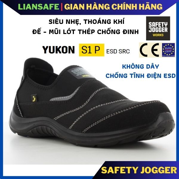 Giày bảo hộ lao động nam siêu nhẹ không dây Safety Jogger Yukon S1P CHÍNH HÃNG cao cấp - Giày chống đinh đi công trình cho kỹ sư công nhân