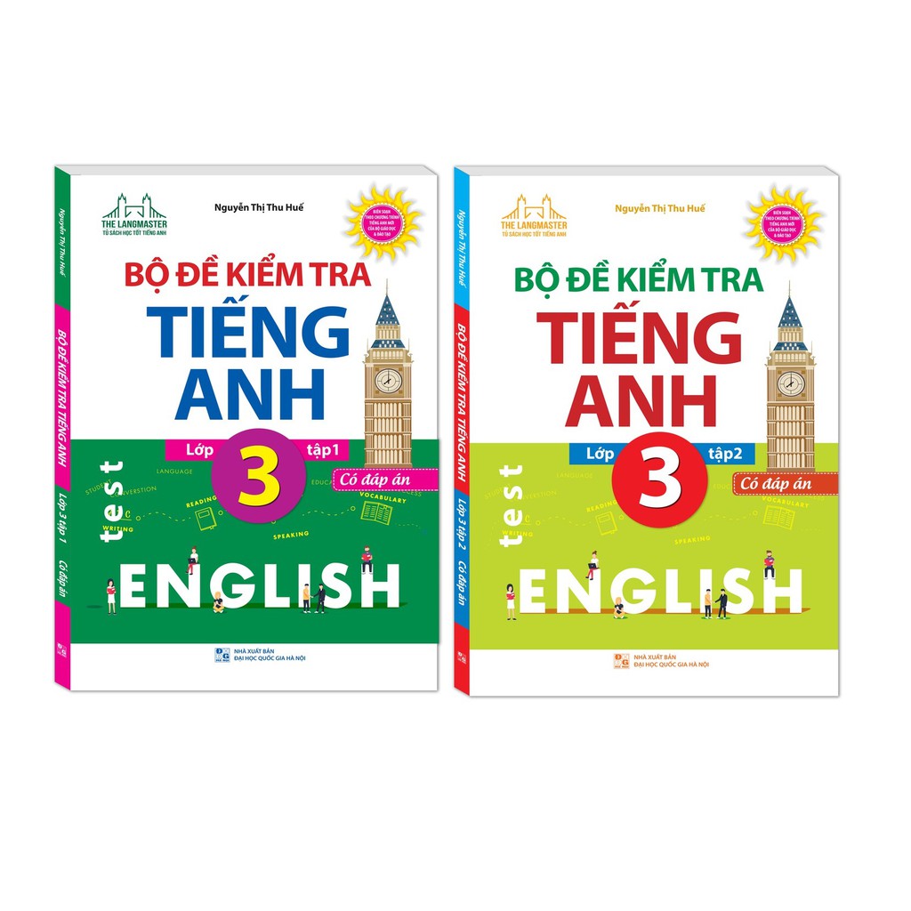 Sách combo bộ đề kiểm tra tiếng anh lớp 3 tập 1 + 2 có đáp án