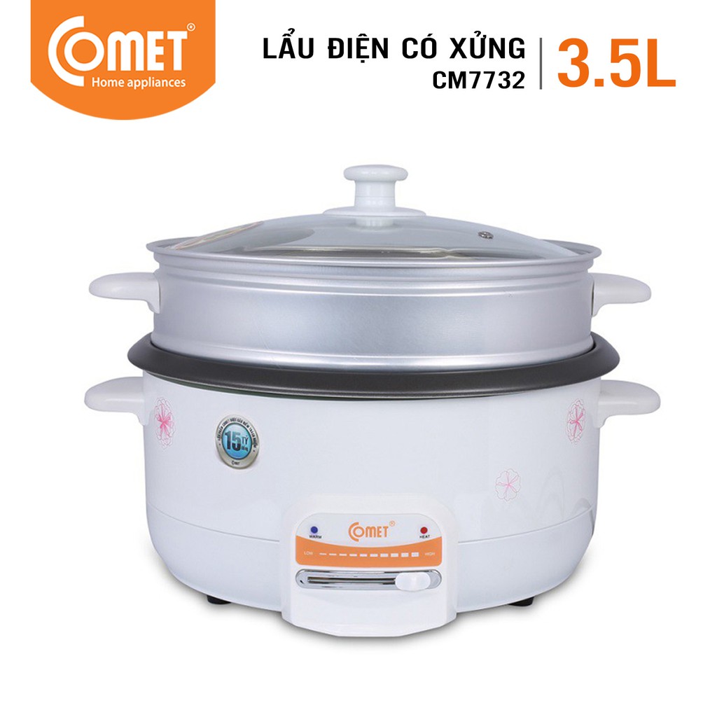 Chảo lẩu hấp comet cm7732 đa nặng tiện dụng dễ dàng vệ sinh và sử dụng, nấu nhiều món lẩu, sup, xào, hấp, luộc... hàng gia dụng giá tốt