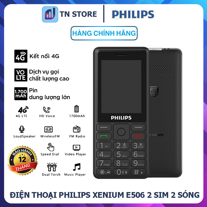Điện thoại philips xenium e506 - 4g volte hd voice calling - 1700mah - hàng mới chính hãng - bh 12 tháng