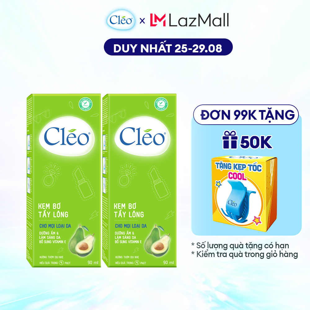 Combo 2 kem tẩy lông chân tay Cléo an toàn, hiệu quả trong 4 phút, 100% không đau 90mlx2