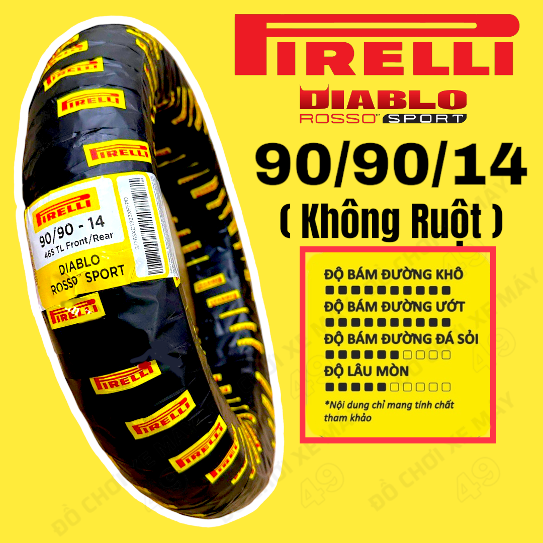 Vỏ Lốp Xe Máy Pirelli 90 90 14 Diablo Rosso Sport  không ruột