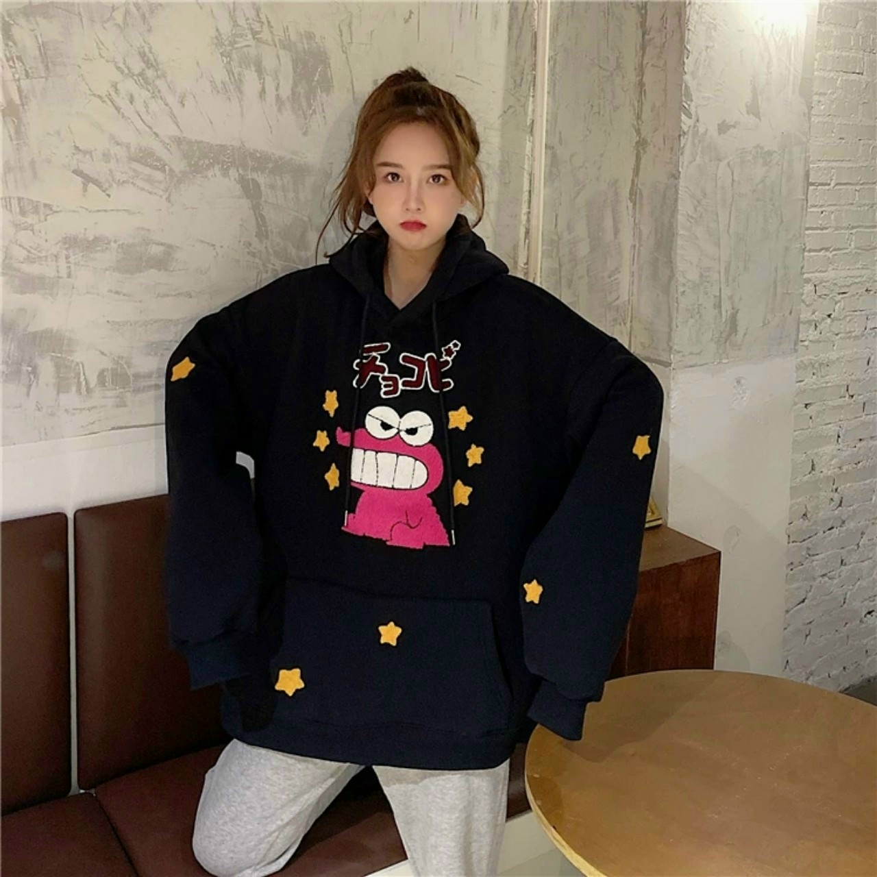 [HCM]Áo Khoác Hoodie Chất Nỉ in Hình Khủng Long Phối Ngôi Sao Túi Lớn Thời Trang Trẻ Trung.XTTT