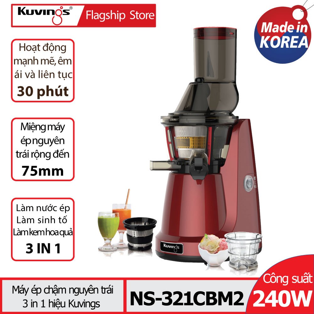 [Trả góp 0%]Máy ép trái cây tốc độ chậm 3 trong 1 Kuvings NS-321CBM2 (400ml) - Màu đỏ
