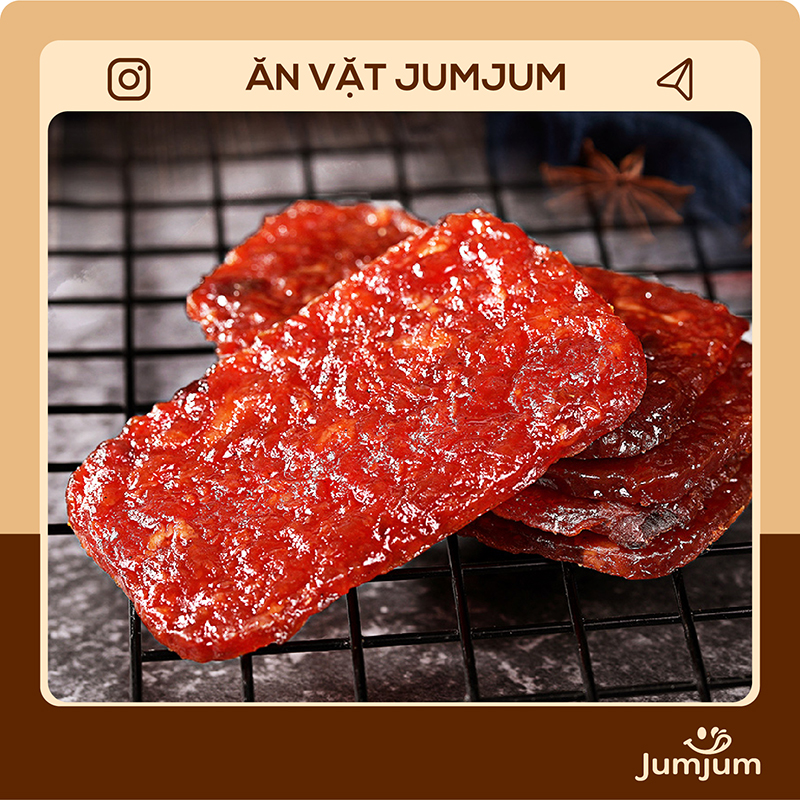 Thịt lợn sấy khô bakkwa 2 miếng to ăn vặt jumjum th01