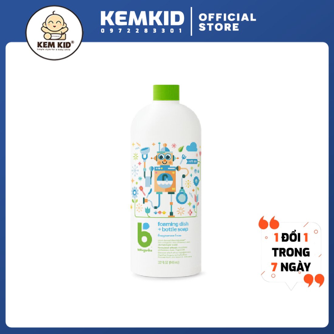 Nước rửa bình sữa Babyganics refill 946ml