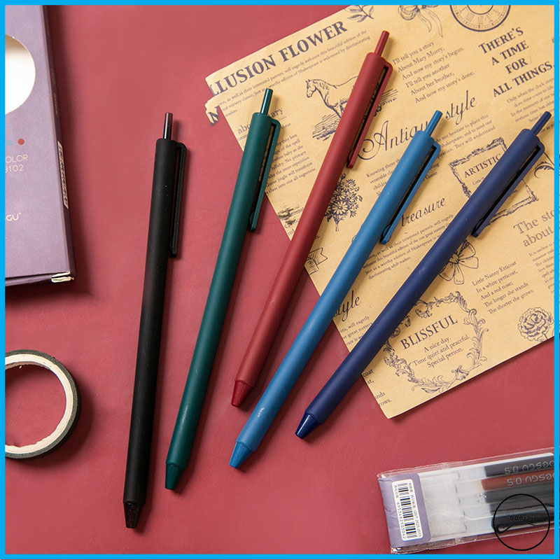 Bộ 5 bút bi gel BESGU loại Morandi mực nhiều màu ngòi 0,5 mm