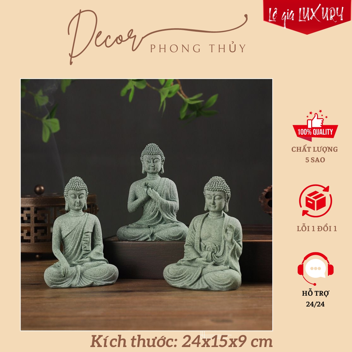 Tượng phật Adida, Tượng Phật bằng đá, Điêu khắc tỉ mỉ, Tượng trang trí Hòn Non Bộ
