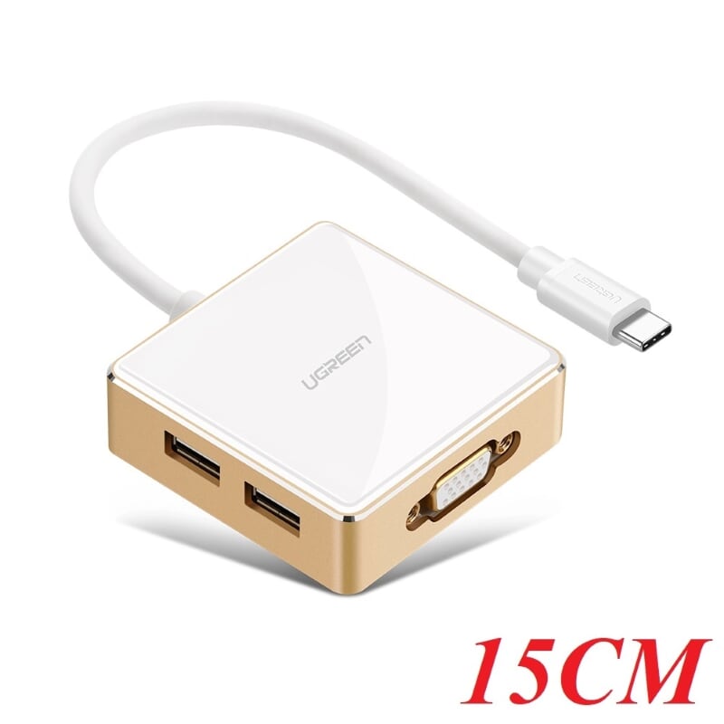 Ugreen 30442 bộ chuyển đổi type c sang 1 usb 3.0 + 2 usb 2.0 + vga + hỗ trợ nguồn type c us183