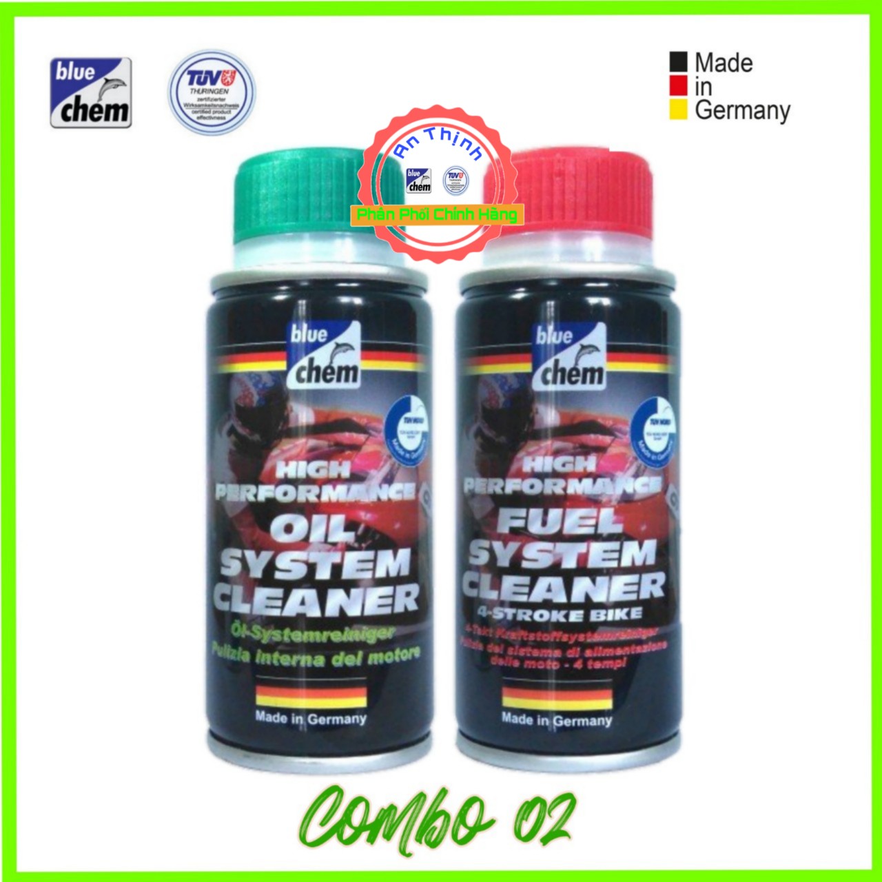 Combo 2 chai phụ gia bluechem vệ sinh buồng đốt kim phun và dung dịch súc máy-vệ sinh động cơ 50ml-nhập khẩu đức