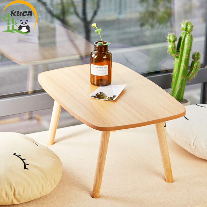 KUCA Bàn trà tròn sofa bệt, bàn tròn cafe, decor chân gỗ tự nhiên