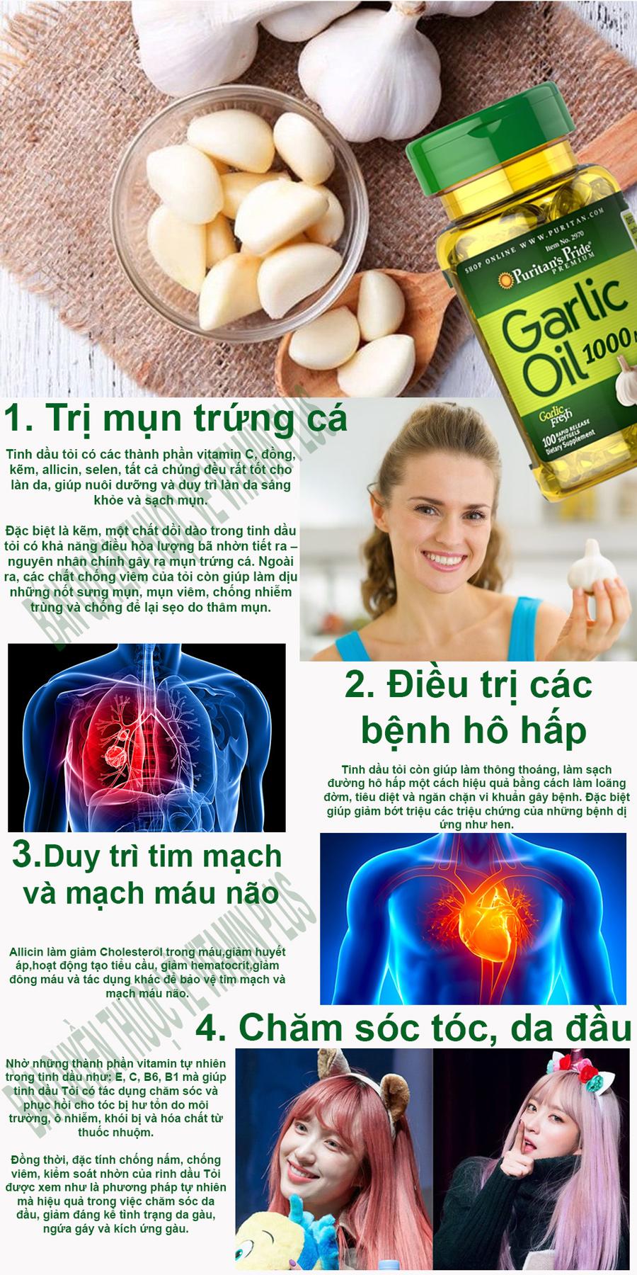 Dầu tỏi Garlic oil 1000mg của Mỹ tốt hơn 100 lần tinh dầu tỏi diep chi tăng cường hệ miễn dịch, phòng ngừa cảm cúm, giảm cholesterol, xơ vữa động mạch, Vitamin Mỹ Puritan s Pride 10 viên dùng thử 5
