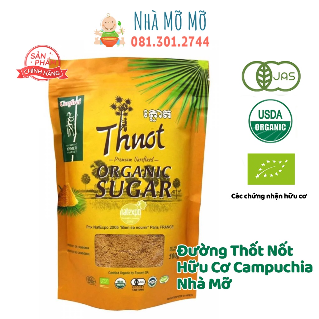 Đường thốt nốt hữu cơ Thnot nguyên gói 500gram - Nhà Mỡ