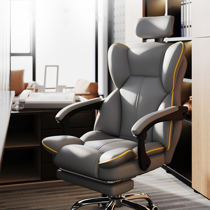 Ghế da văn phòng nệm cao su siêu đàn hồi, ghế giám đốc điều chỉnh ngả lưng Có Gác Chân-M104