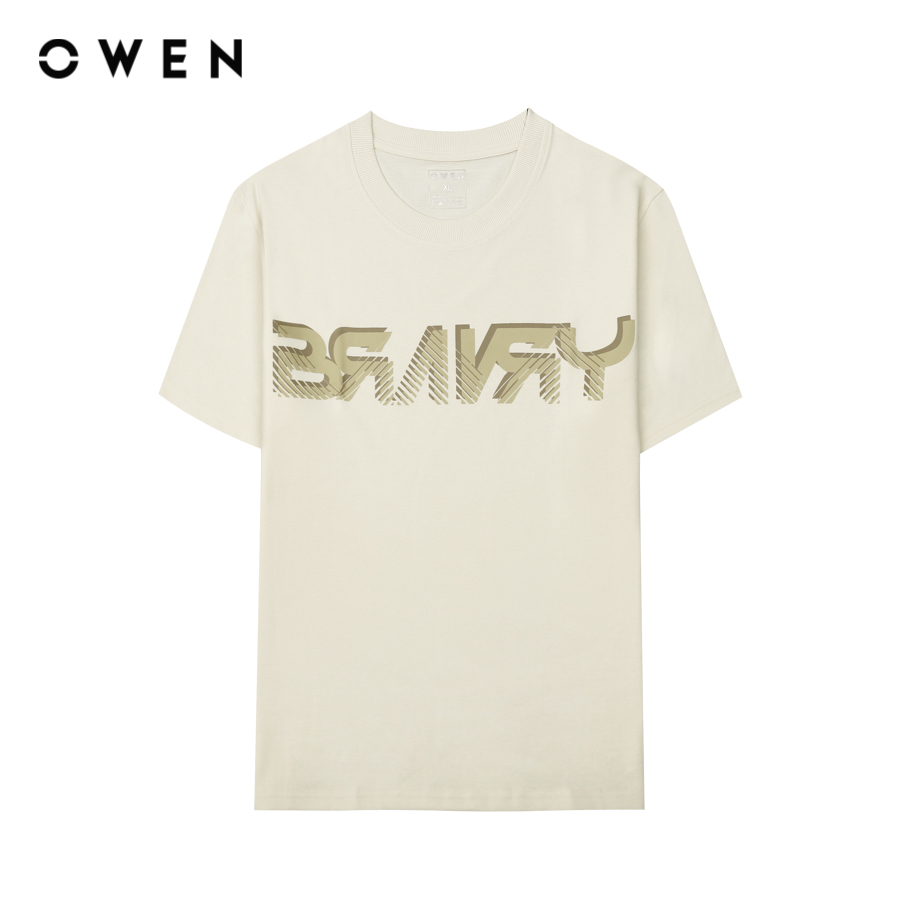  OWEN - Áo thun nam Tshirt ngắn tay Relaxfit TSN243620 màu Be chất liệu Cotton - Polyester - Spandex 