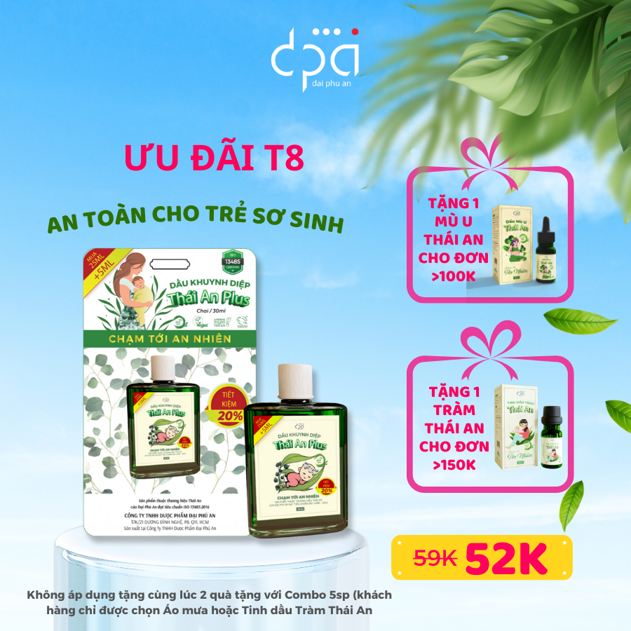 Dầu Khuynh Diệp Thái An Plus Giúp Giữ Ấm Massage Giảm Chướng Bụng Dịu Viết Côn Trùng Cắn Cho Bé (Vỉ/30ml)