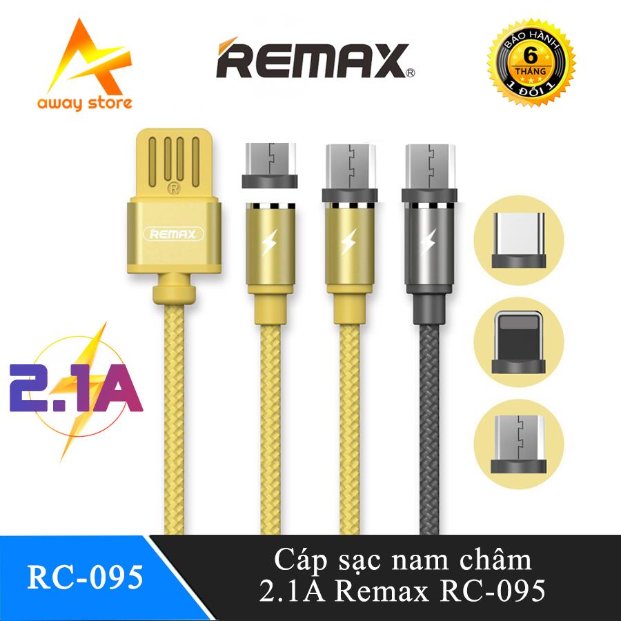 Cáp sạc nam châm 2.1A Remax RC-095c Cổng Type-C cho các dòng điện thoại Androids - Thiết kế chân cắm USB 2 chiều, tiện lợi, dễ dàng cắm mà không cần xoay đúng