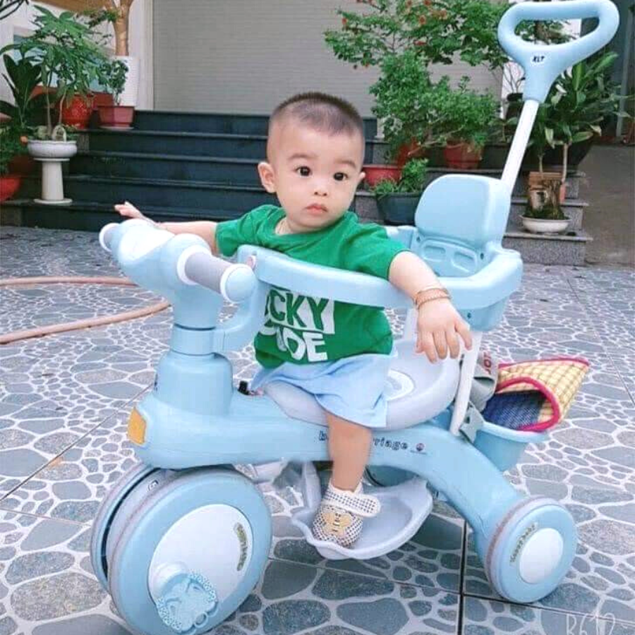 XE ĐẨY KIÊM XE CHÒI CHÂN, XE ĐẠP 3 BÁNH CÓ CẦN ĐẨY PHÁT NHẠC SINH ĐỘNG