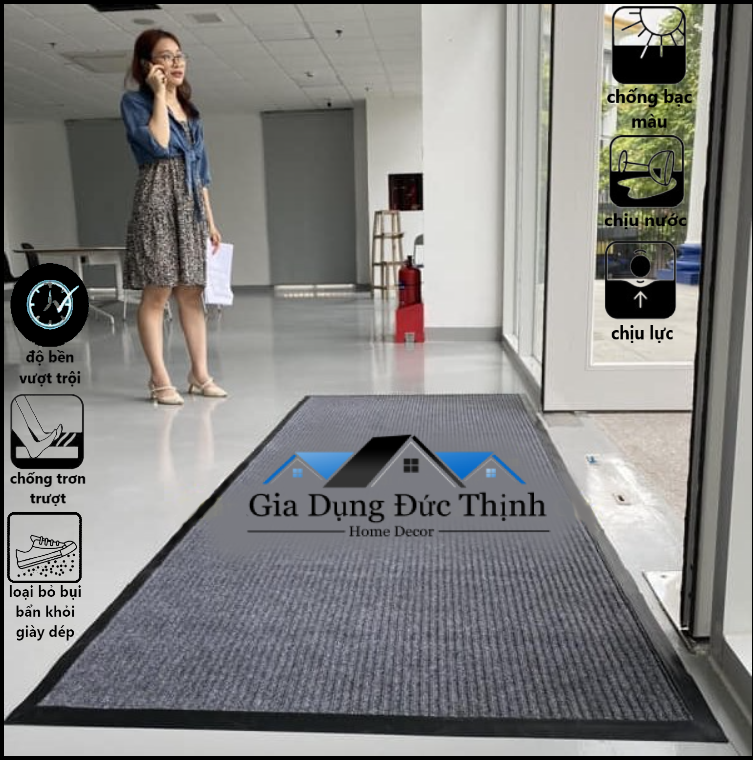 Thảm chùi chân nỉ 120x180cm đế cao su chống trơn. Thảm trải sàn.