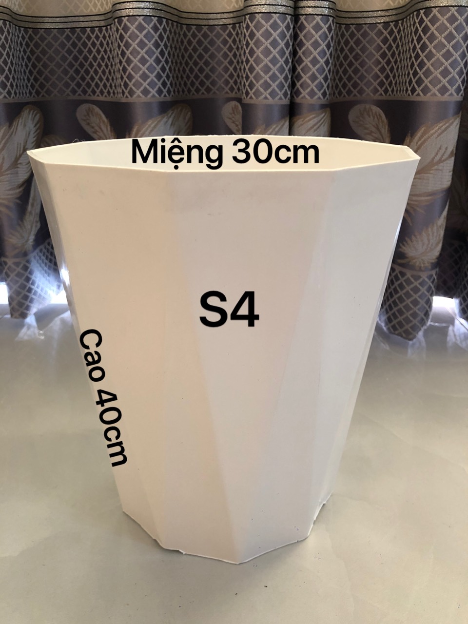 Chậu nhựa trồng cây 5 cái Kim Cương S4 màu trắng dày dặn