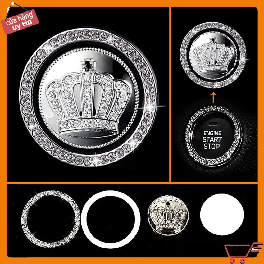 Nút Start Stop Ô Tô Đính Đá - Trang Trí Nút Khởi Động Xe