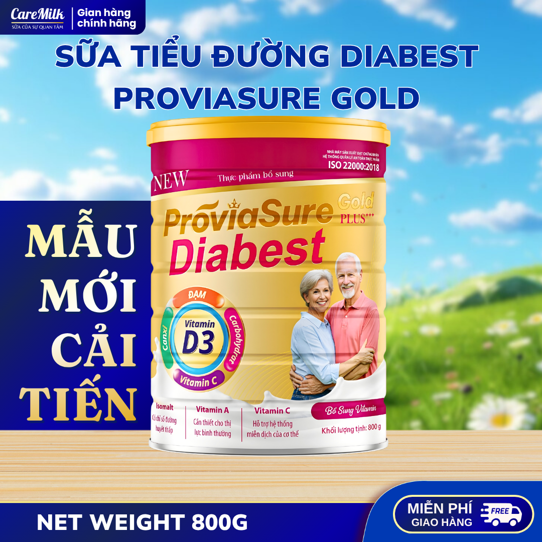 Sữa Tiểu Đường Proviasure Gold Giúp Ổn Định Đường Huyết Cải Thiện Chức Năng Tim Mạch Giúp Cơ Thể Tăng Cường Sức Đề Kháng Lon 800 Gr