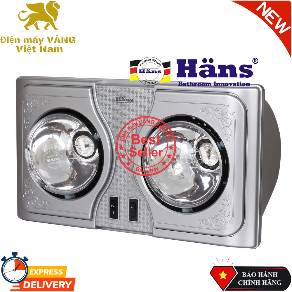 Đèn sưởi nhà tắm 2 bóng hans h2b