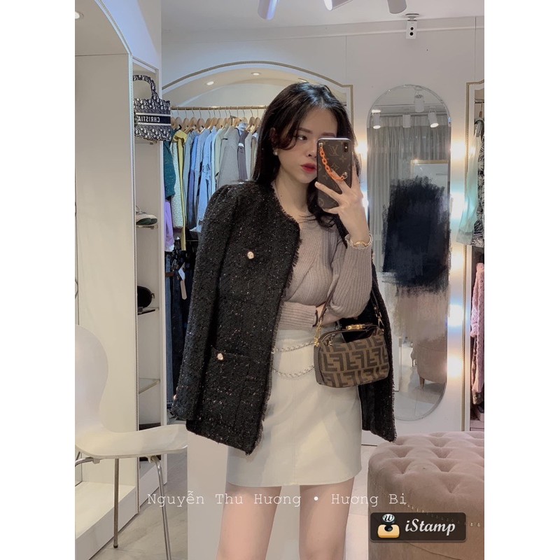 Áo khoác dạ tweed nhũ sz sm hàng chuẩn tag mác