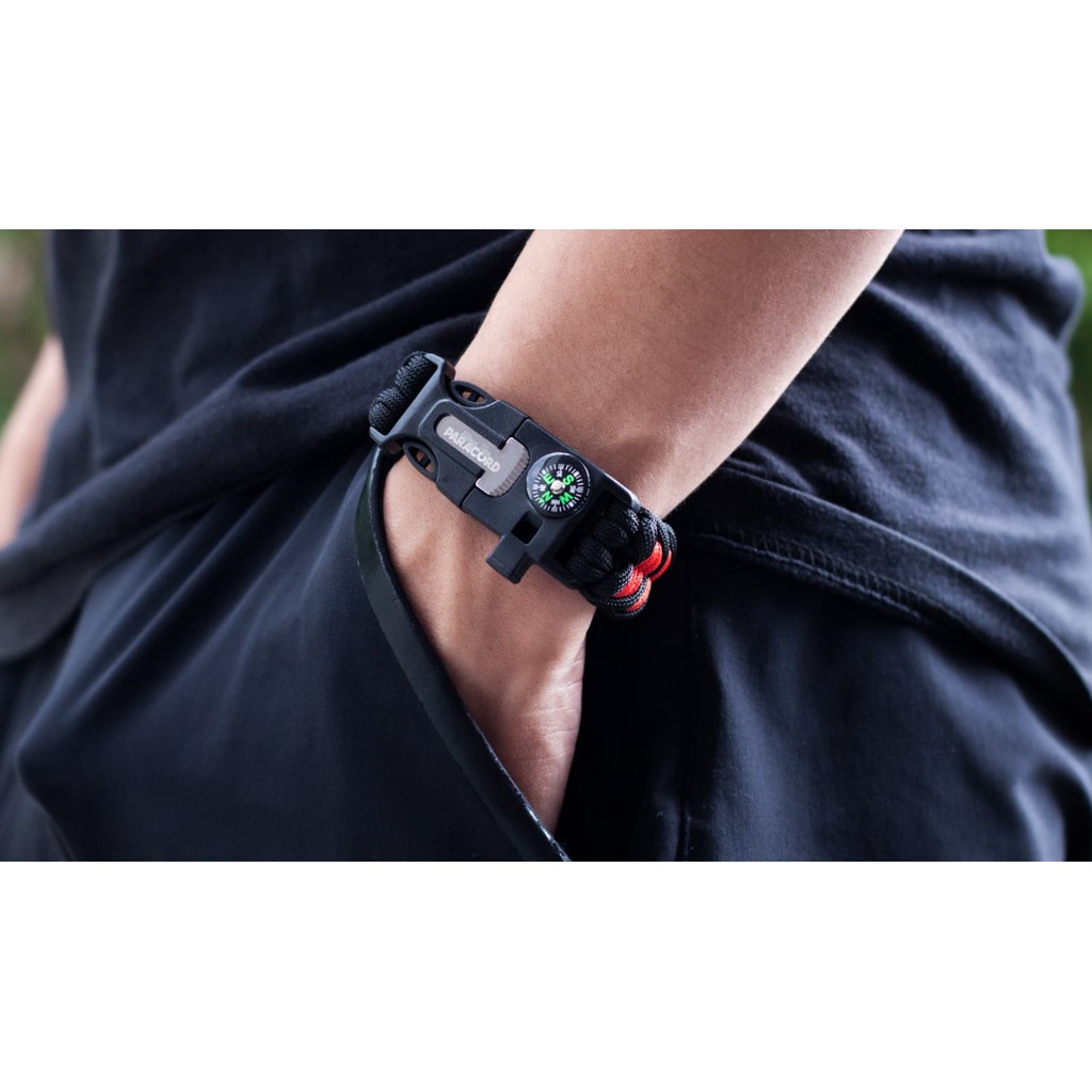 Khóa paracord có la bàn còi đánh lửa làm vòng tay sinh tồn