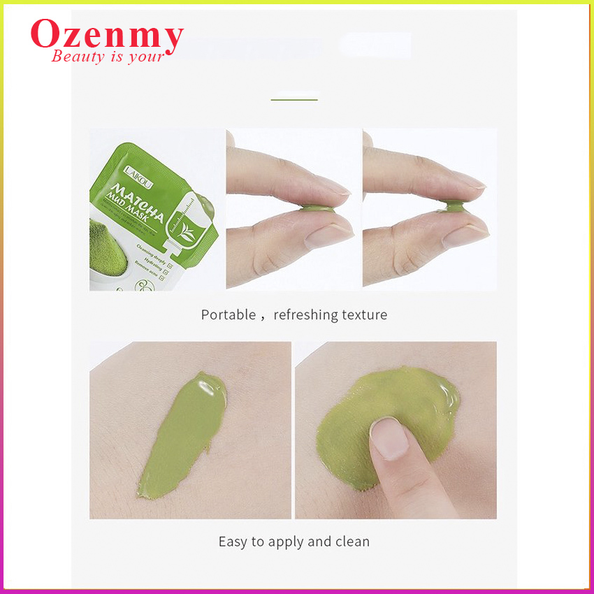 [SIÊU RẺ] Túi 12 gói mặt nạ ngủ Matcha Mud Mask Laikou dưỡng da,loại mụn, cấp ẩm thải độc trà xanh-Ozenmy