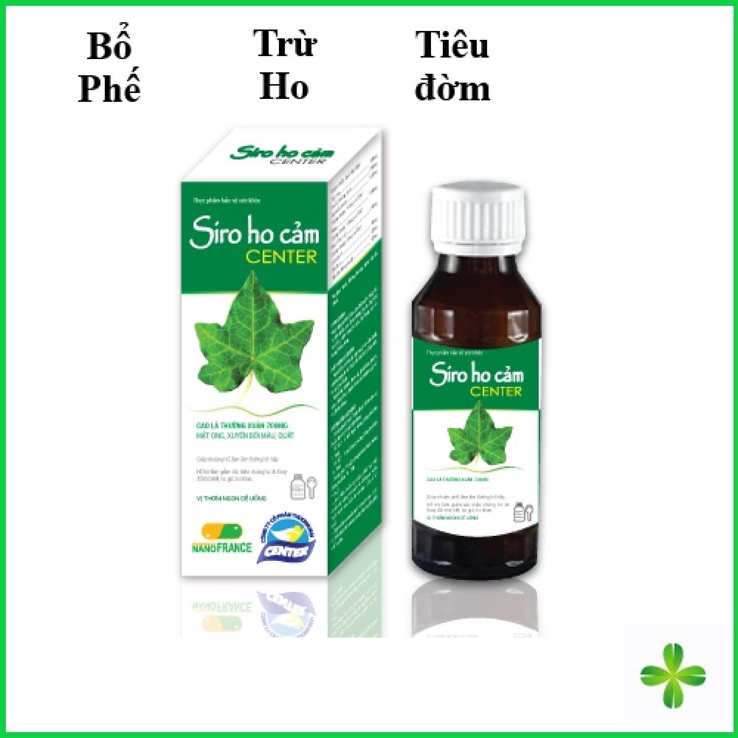 Siro ho cảm center, siro ho thảo dượᴄ cao lá thường xuân, quất, gừng, bổ phế, tiêu đờm – chai 125ml