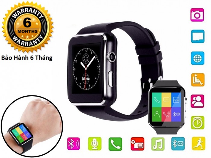 Đồng hồ thông minh Smart Watch, Vòng đeo tay thông minh, Đồng hồ thông minh Smart Watch X6, Nghe gọi 2 chiều, Tiếng Việt, Đo Nhịp Tim, Theo dõi sưc khỏe, Kết nối bluetooth, BH 1 đổi 1
