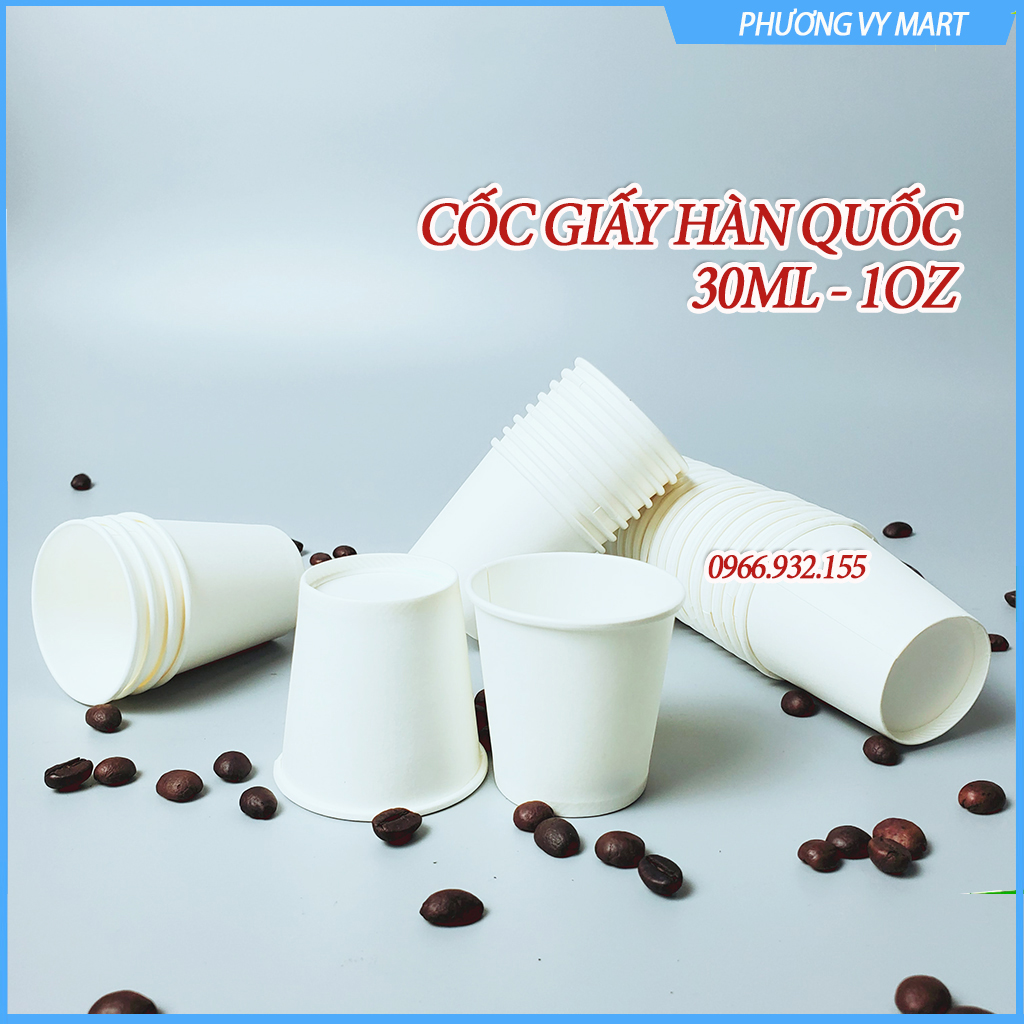 Set 50 chiếc cốc giấy 30ml size 1OZ hàn quốc cao cấp