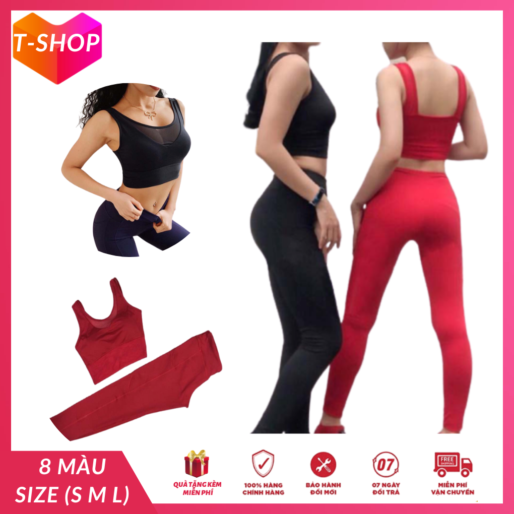 [HCM]Bộ quần áo tập gym yoga croprop thể thao phối lưới hàng xịn vải poly 2 da siêu mịn sờ đã tay đồ tập yoga mùa hè aerobic zumba fitness-CR109