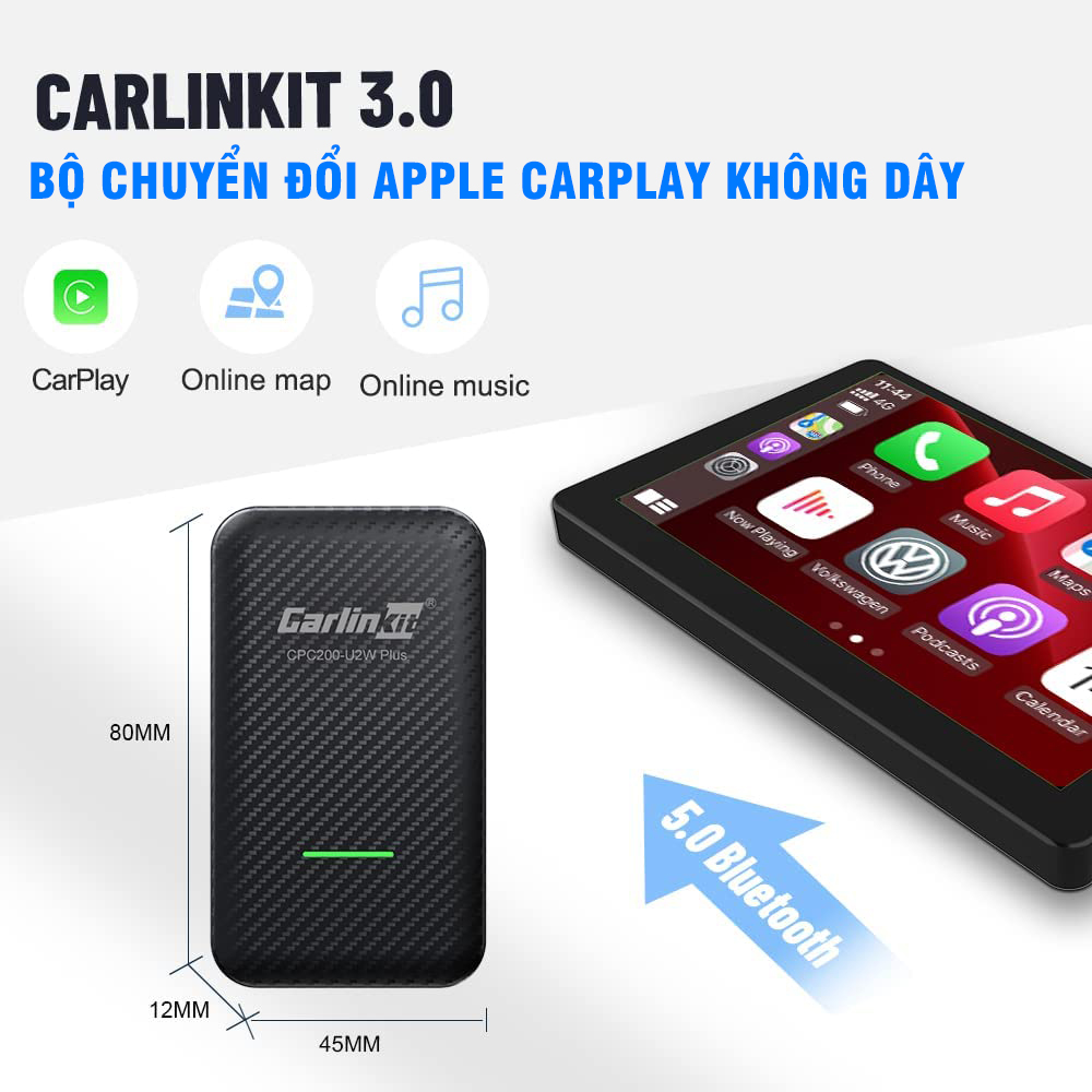 Bộ chuyển đổi kết nối Apple Carplay không dây cho xe ô tô Carlinkit 3.0 2022