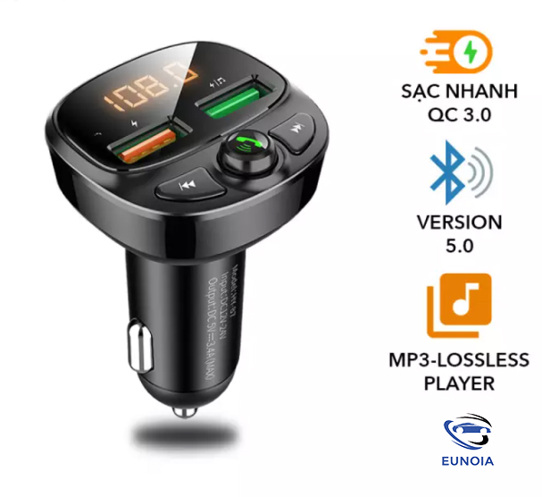 Tẩu sạc nhanh HY-87 kiêm nghe nhạc MP3 Bluetooth - Phụ Kiện Đồ Chơi Ô Tô Xe Hơi EUNOIA
