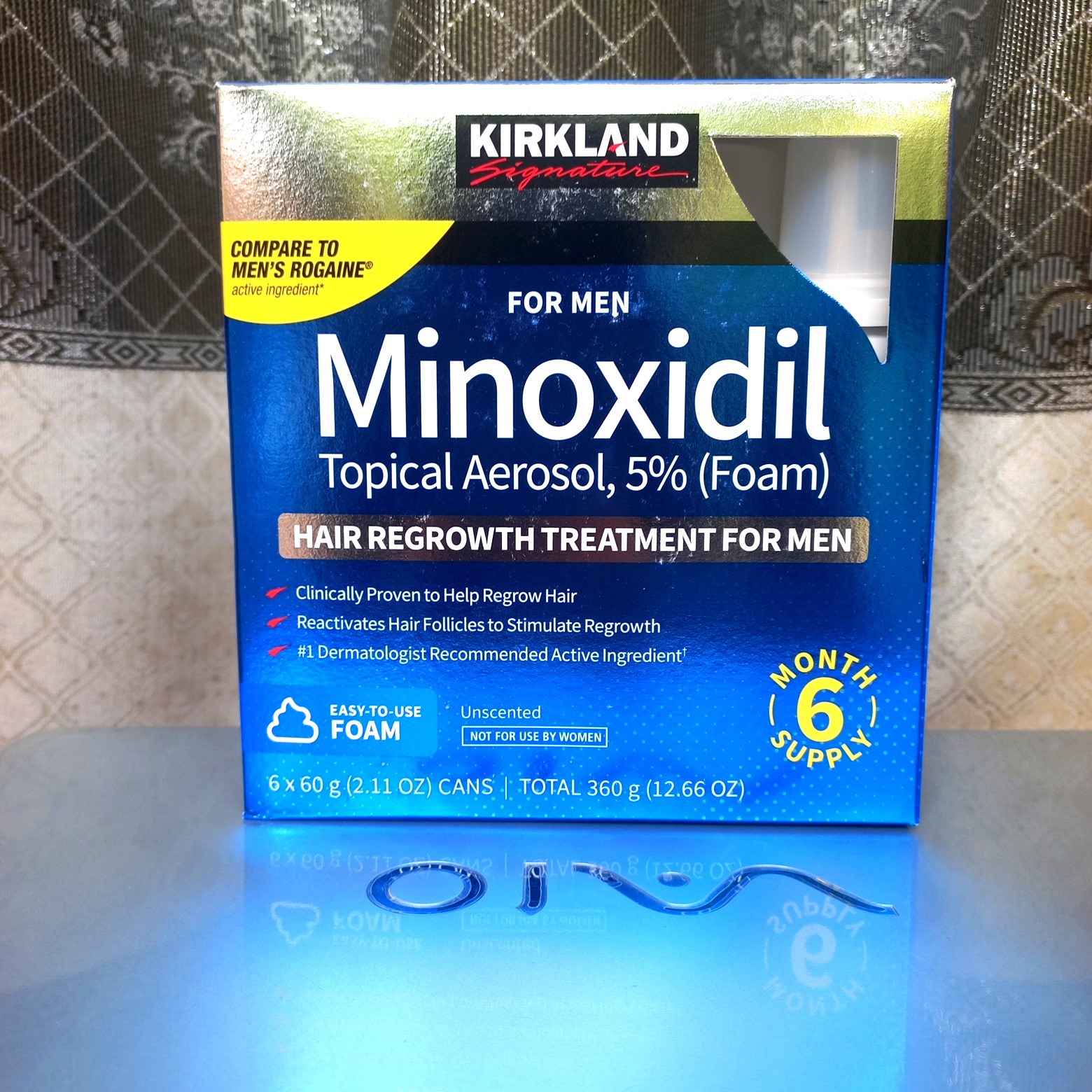 [ Expiry Date : 08 - 2025 ]  Minoxidil 5% KirKland Dạng Foam ( Dạng Bọt ) USA  Sản phẩm Mọc Tóc, mọc Râu .. từ Hoa Kỳ - 1 Hộp gồm 6 Chai ( mỗi Chai với 60 gam Thuoc mọc râu, mọc tóc  Minoxidil 5% Bọt ) .