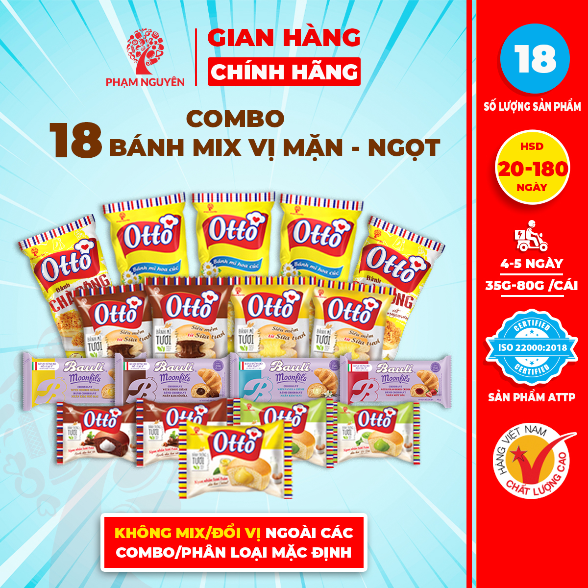 18 Bánh mì tươi Otto Box NGON - RẺ mix vị giá sỉ | Tốt cho sức khoẻ | Ăn sáng dinh dưỡng | Đồ ăn vặt