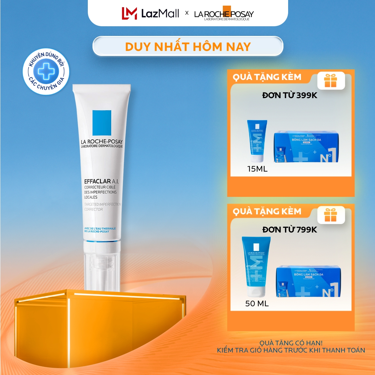 Kem giảm mụn chuyên biệt La Roche Posay Effaclar A.I 15ml