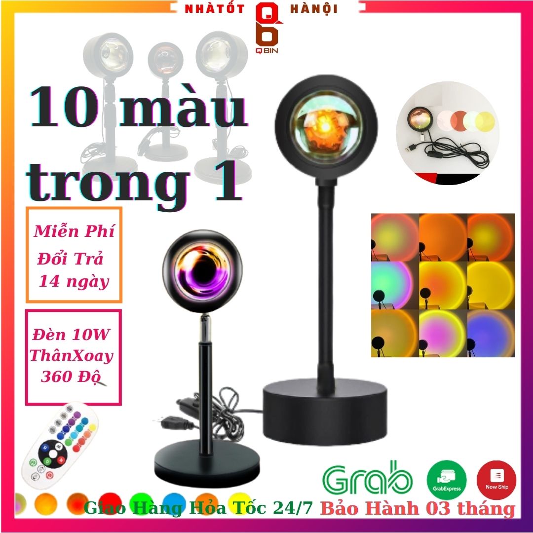 Đèn sunset đèn rose hot TIKTOK Đèn chiếu hoàng hôn, mặt trời, cầu vồng trang trí bàn làm việc hoặc phòng ngủ chill , chất liệu kim loại cao cấp dùng điện USB/Ac220V tiện dụng