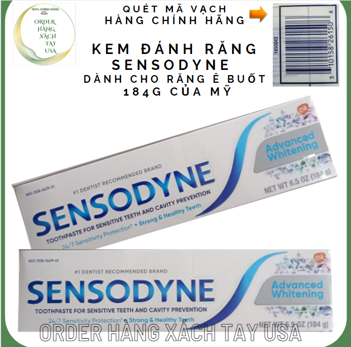 Kem đánh răng sensodyne dành cho răng ê buốt mỹ ,184g mẫu mới