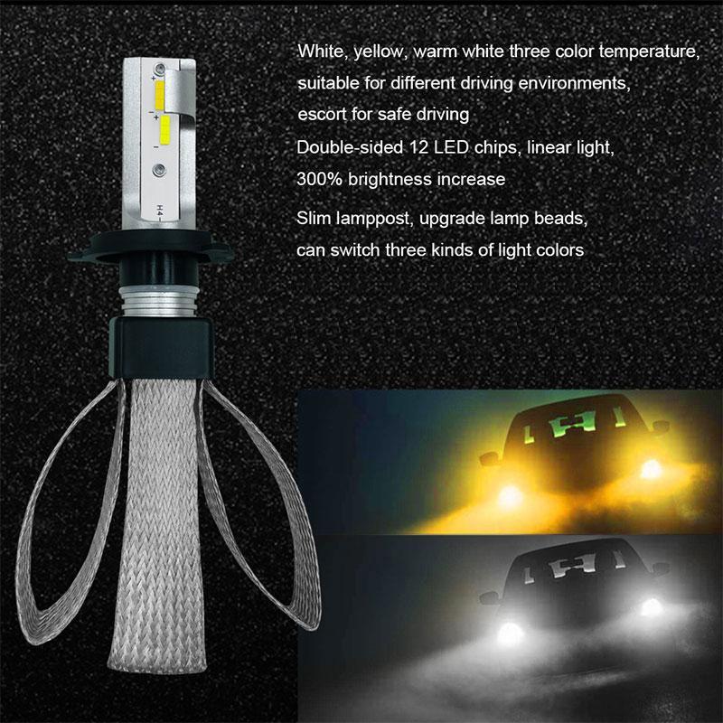 [Hỗ trợ lắp đặt tại Hải Phòng] Cặp Đèn Pha Ô Tô H4/HB2/9003 2 Màu Siêu Sáng - Đèn LED H4 Chip CSP 2019 2 Màu Pha Trắng 6000K, Cos Vàng 3000K (Giá 2 Bóng - BH 1 Năm)