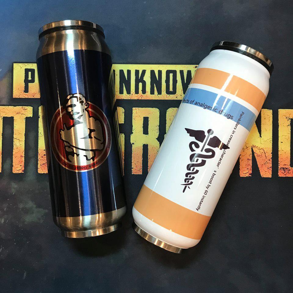 Combo Hai Bình Giữ Nhiệt PUBG: Energy Drink Và Painkillers Size 500ml - Bình Nước PUBG