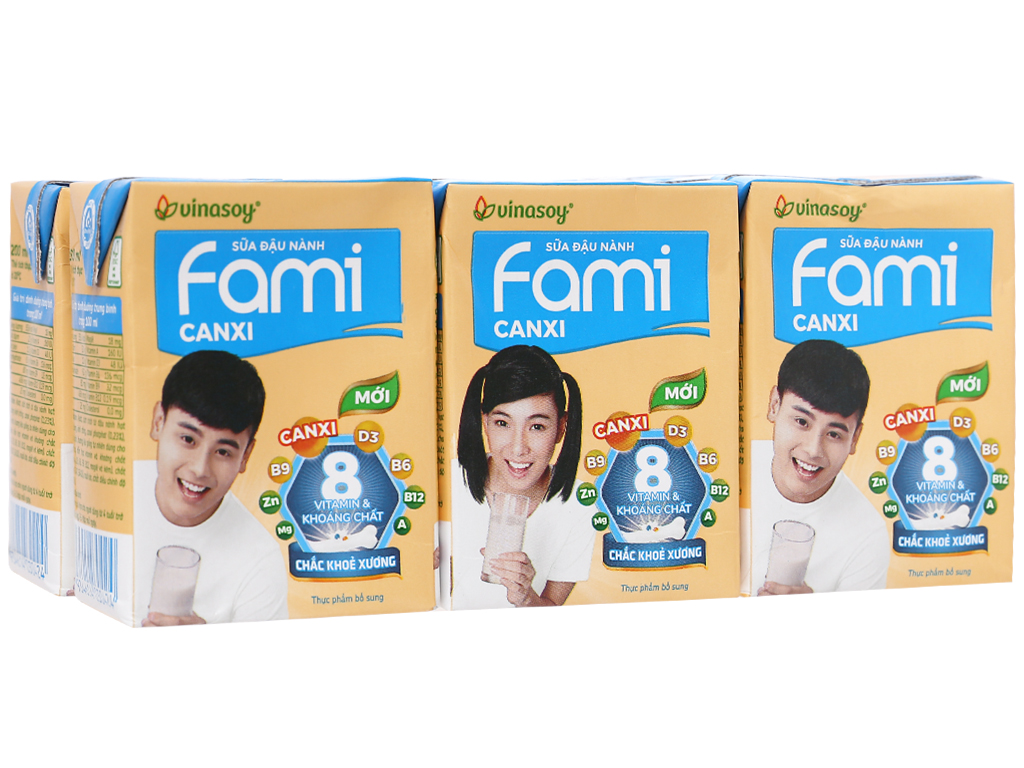 Sữa đậu nành FAMI canxi (vỉ 6 hộp * 200ml)