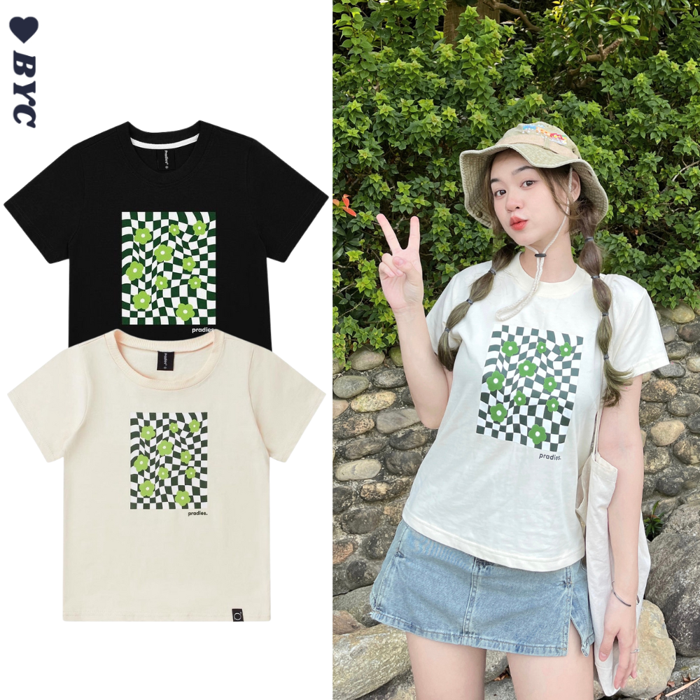 Áo thun baby tee 100% cotton retro caro 2023 𝑩𝒚𝒄𝒂𝒎𝒄𝒂𝒎